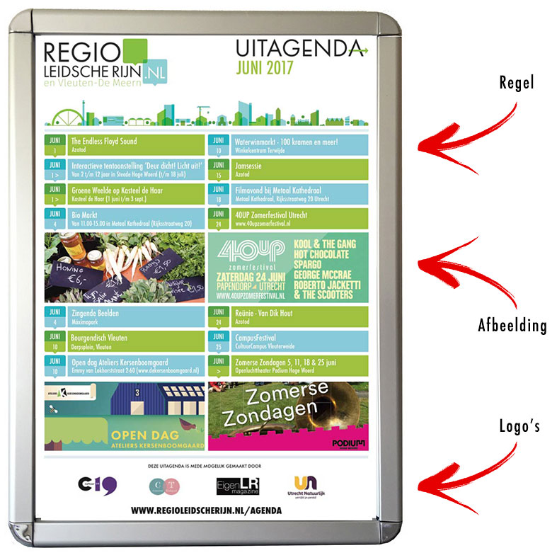 Indoor reclame maandposter in frame
